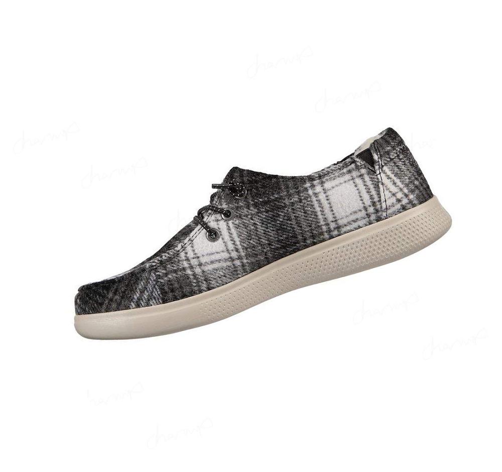 Pantuflas Skechers BOBS Skipper - Plaid Pretender Mujer Negras Blancas | 6A26W_AR