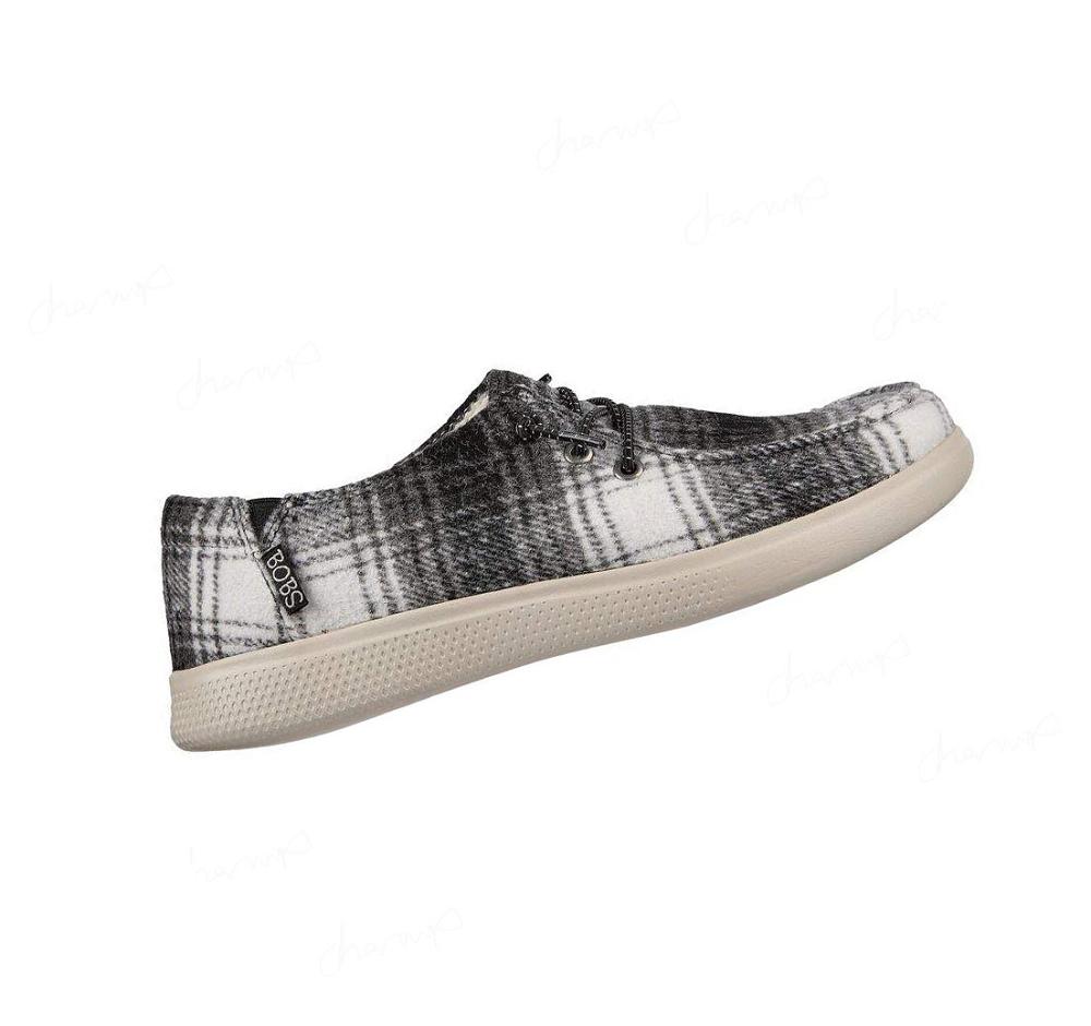 Pantuflas Skechers BOBS Skipper - Plaid Pretender Mujer Negras Blancas | 6A26W_AR