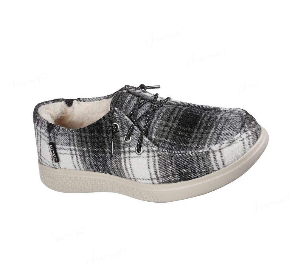 Pantuflas Skechers BOBS Skipper - Plaid Pretender Mujer Negras Blancas | 6A26W_AR