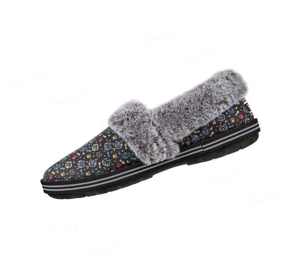 Pantuflas Skechers BOBS Too Cozy - Blizzard Bits Mujer Negras Multicolor | 6326L_AR