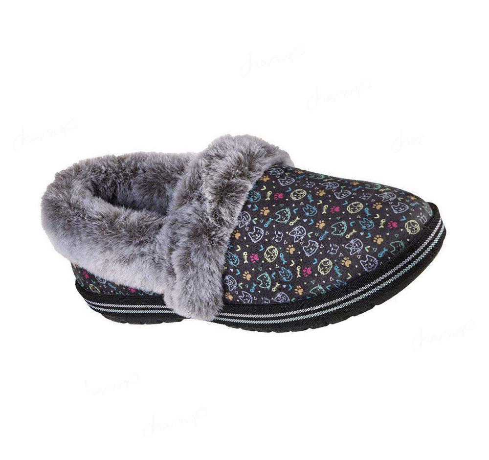 Pantuflas Skechers BOBS Too Cozy - Blizzard Bits Mujer Negras Multicolor | 6326L_AR