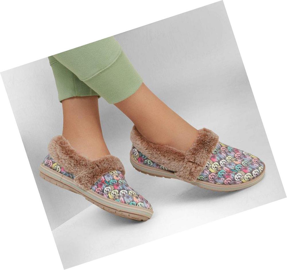 Pantuflas Skechers BOBS Too Cozy - Invierno Howl Mujer Beige Multicolor | 63033_AR