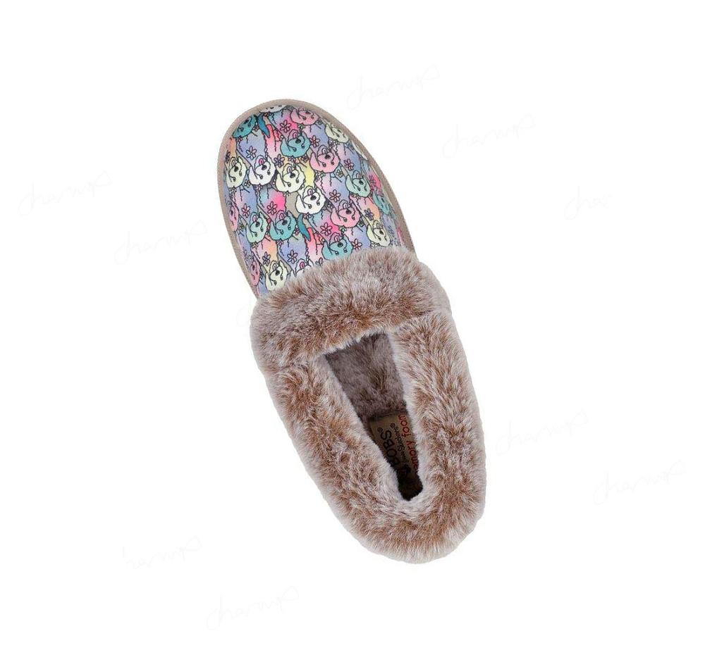 Pantuflas Skechers BOBS Too Cozy - Invierno Howl Mujer Beige Multicolor | 63033_AR