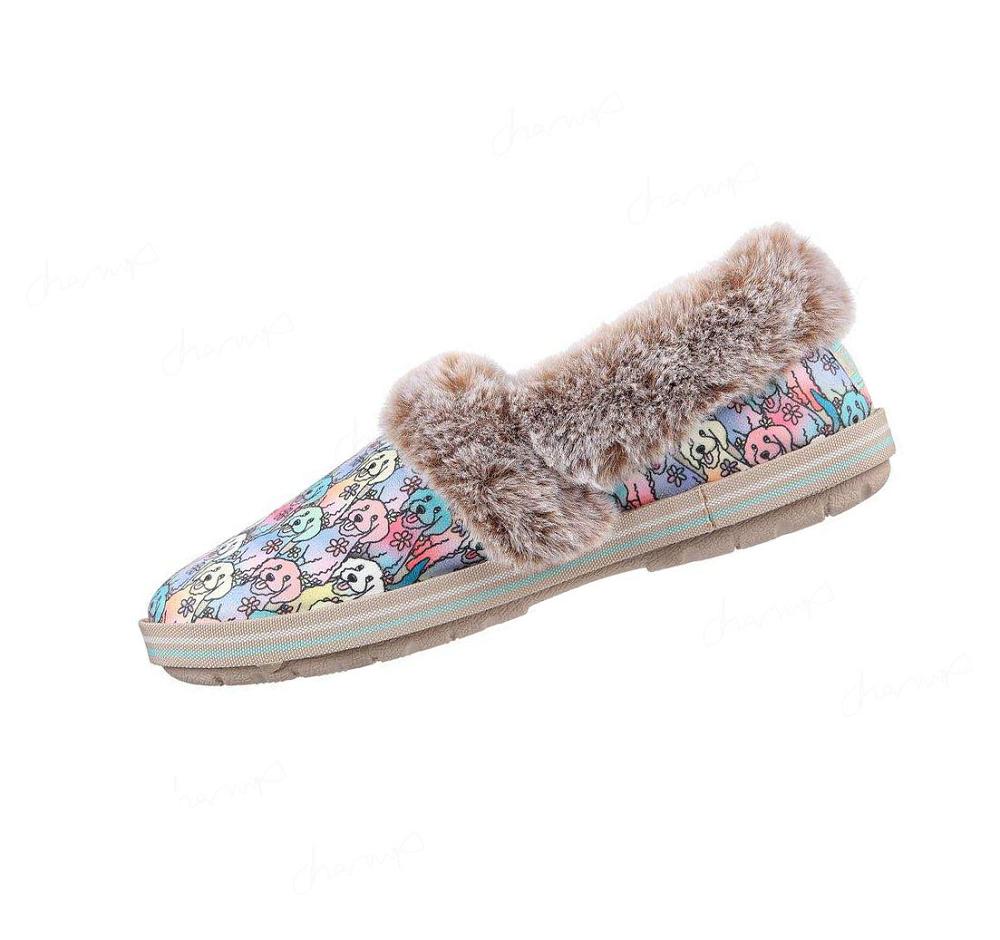 Pantuflas Skechers BOBS Too Cozy - Invierno Howl Mujer Beige Multicolor | 63033_AR