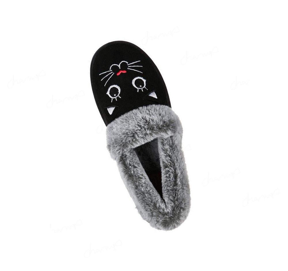 Pantuflas Skechers BOBS Too Cozy - Meow Pajamas Mujer Negras | 6328S_AR