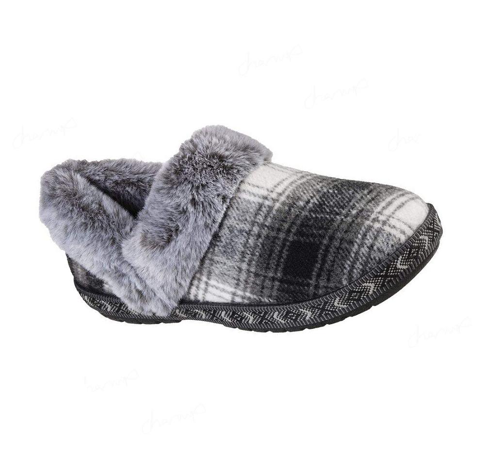 Pantuflas Skechers BOBS Too Cozy - Plaid Party Mujer Negras | 62T80_AR