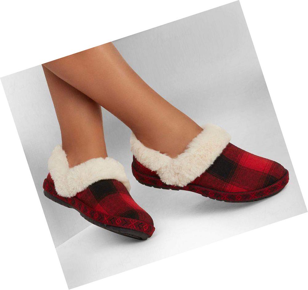 Pantuflas Skechers BOBS Too Cozy - Pleasantly Plaid Mujer Rojas | 6280L_AR