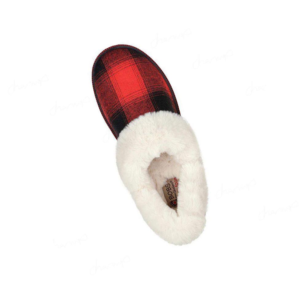 Pantuflas Skechers BOBS Too Cozy - Pleasantly Plaid Mujer Rojas | 6280L_AR