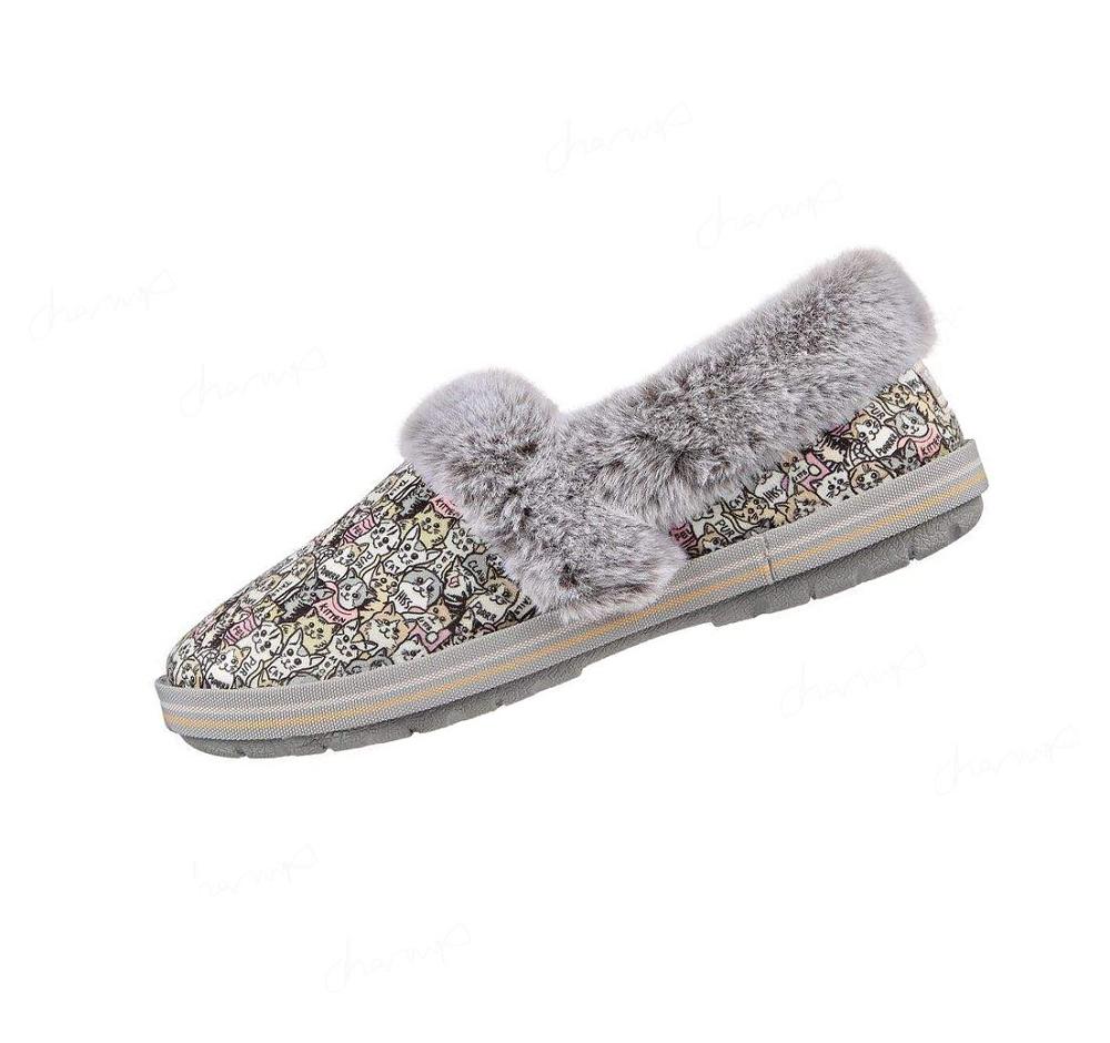 Pantuflas Skechers BOBS Too Cozy - Purrfect Storm Mujer Gris Multicolor | 631TQ_AR