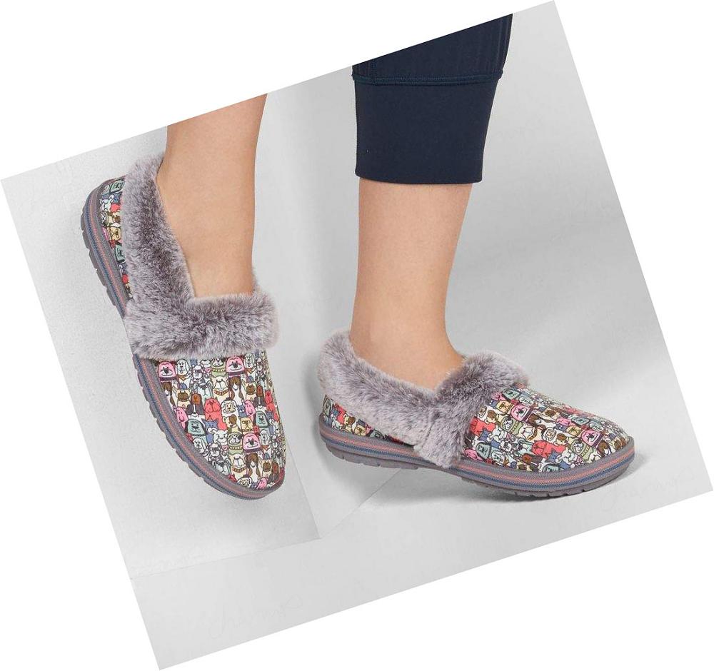 Pantuflas Skechers BOBS Too Cozy - Snuggle Rovers Mujer Gris Multicolor | 6301X_AR