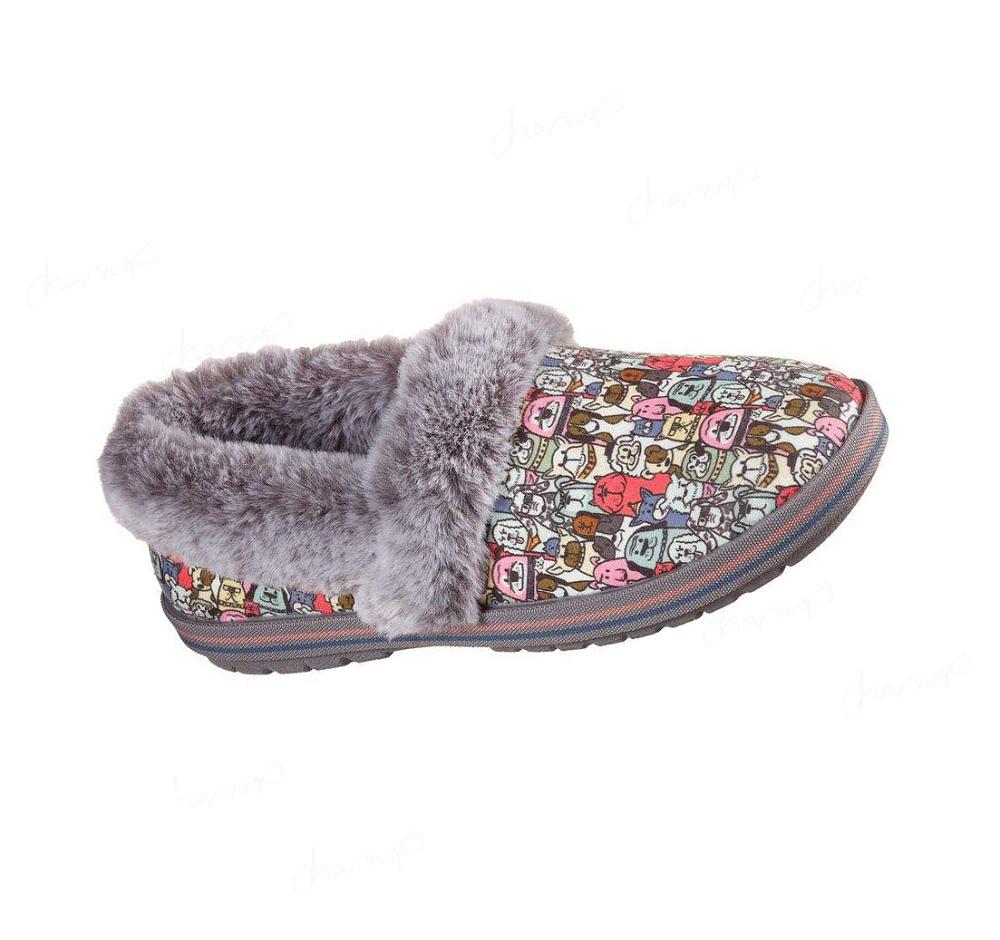 Pantuflas Skechers BOBS Too Cozy - Snuggle Rovers Mujer Gris Multicolor | 6301X_AR