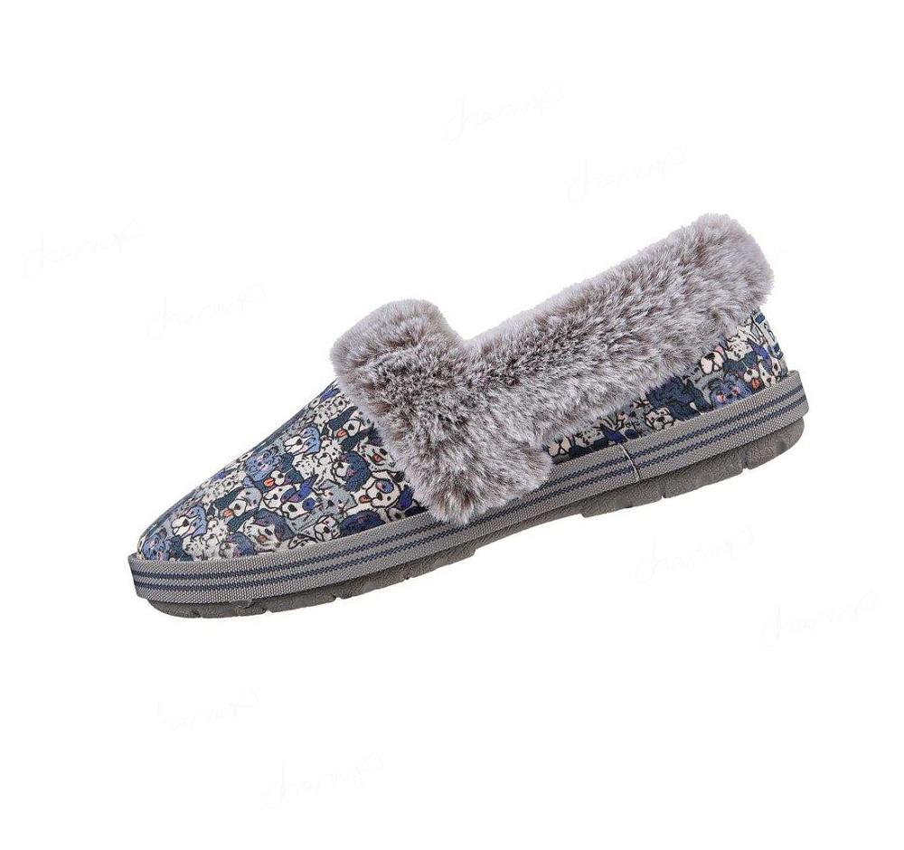 Pantuflas Skechers BOBS Too Cozy - Woof Lodge Mujer Azul Marino Multicolor | 63058_AR