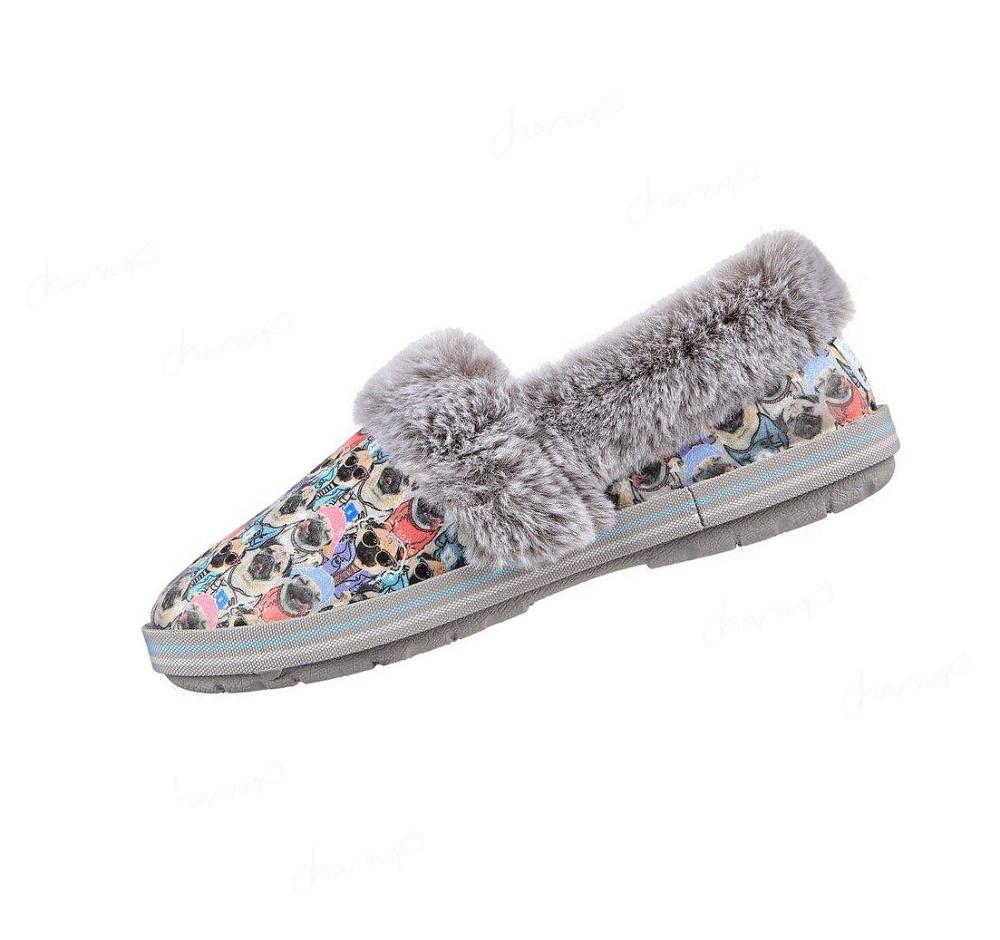 Pantuflas Skechers Doug the Pug: BOBS Too Cozy - Pug Hug Mujer Gris Multicolor | 63A2A_AR