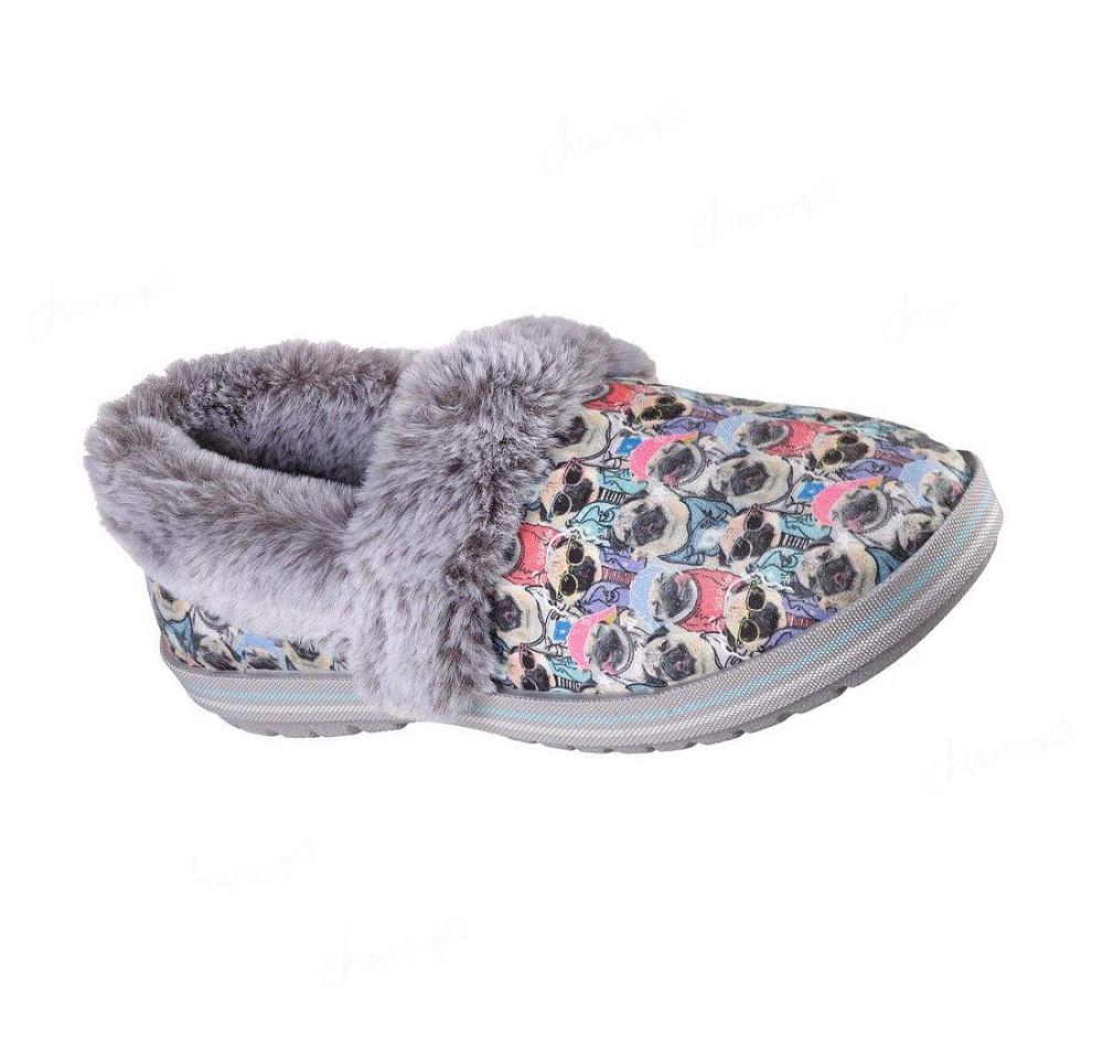 Pantuflas Skechers Doug the Pug: BOBS Too Cozy - Pug Hug Mujer Gris Multicolor | 63A2A_AR