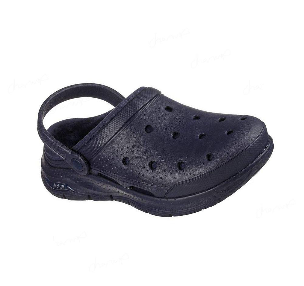 Pantuflas Skechers Foamies: Arch Fit Forro - Cuddle Life Mujer Azul Marino | 65A2C_AR