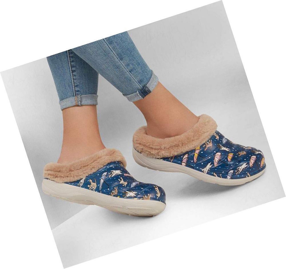 Pantuflas Skechers Foamies: Cozy Camper Forro - Fur Life Mujer Azul Marino Multicolor | 58T8K_AR