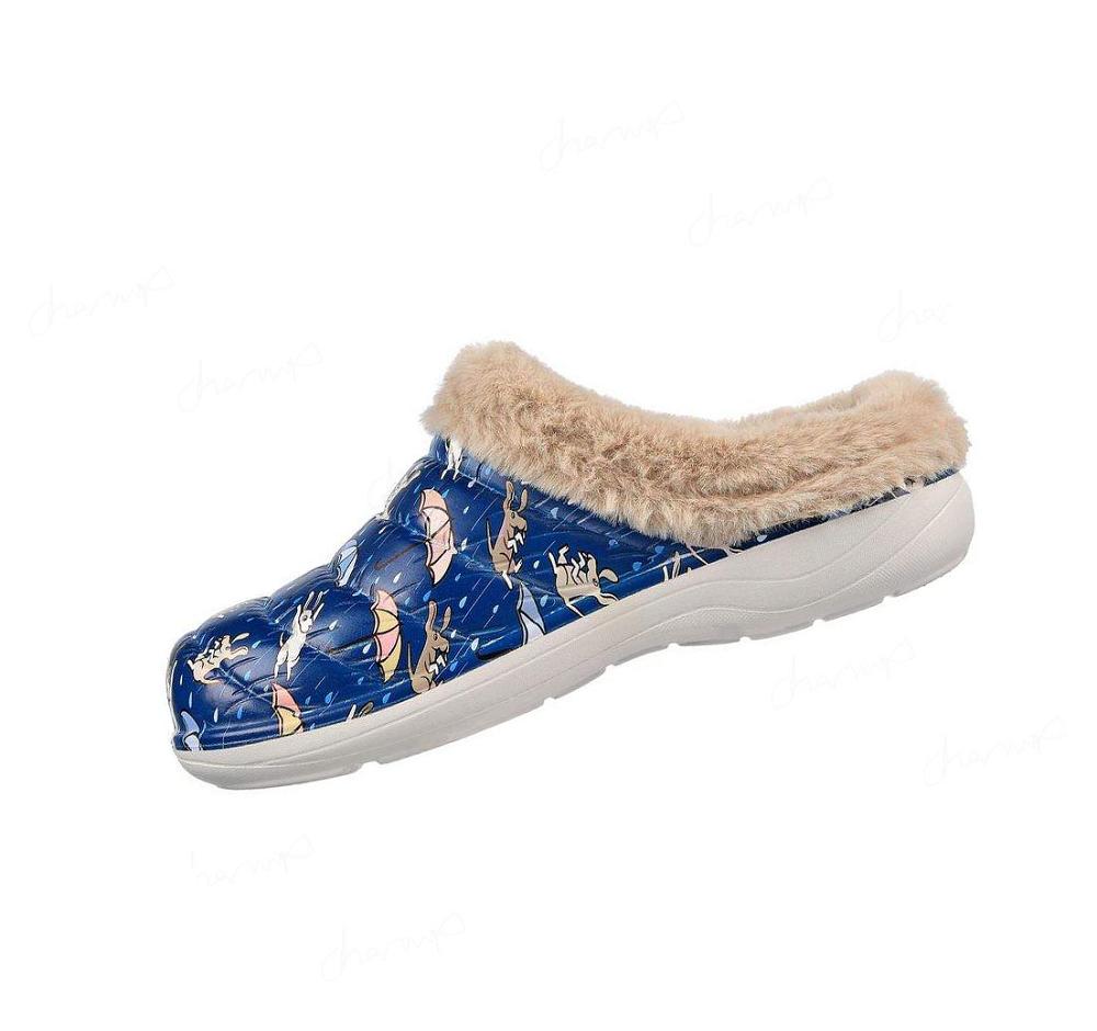 Pantuflas Skechers Foamies: Cozy Camper Forro - Fur Life Mujer Azul Marino Multicolor | 58T8K_AR