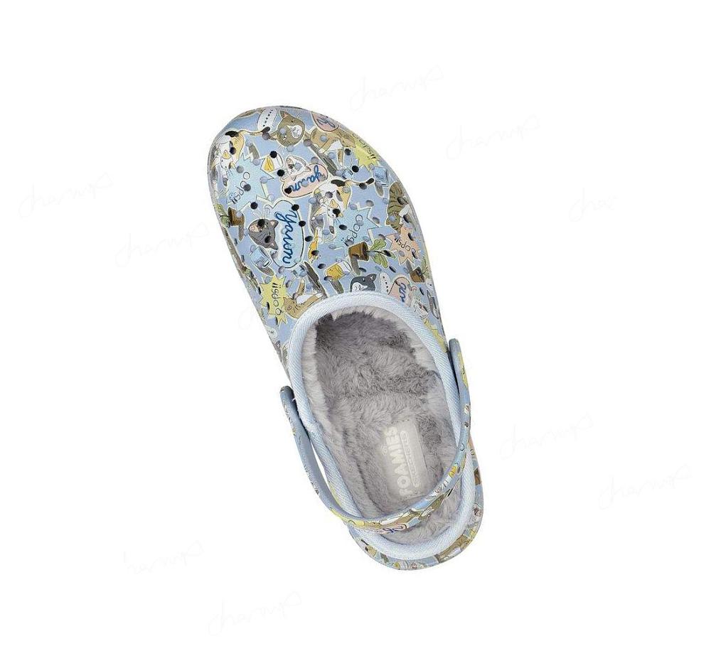 Pantuflas Skechers Foamies: Footsteps Forro - Witty Kitty Mujer Azules Multicolor | 65010_AR