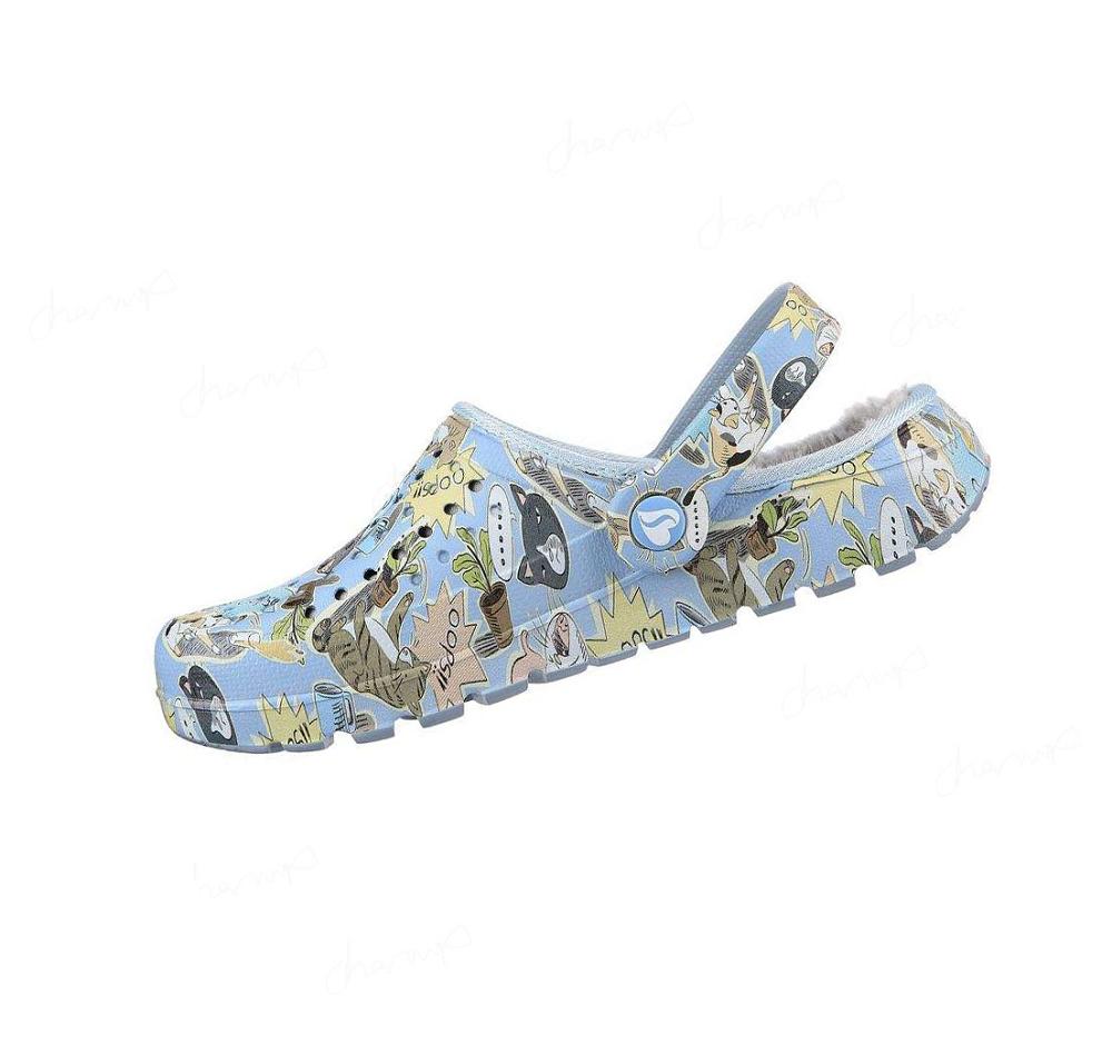 Pantuflas Skechers Foamies: Footsteps Forro - Witty Kitty Mujer Azules Multicolor | 65010_AR