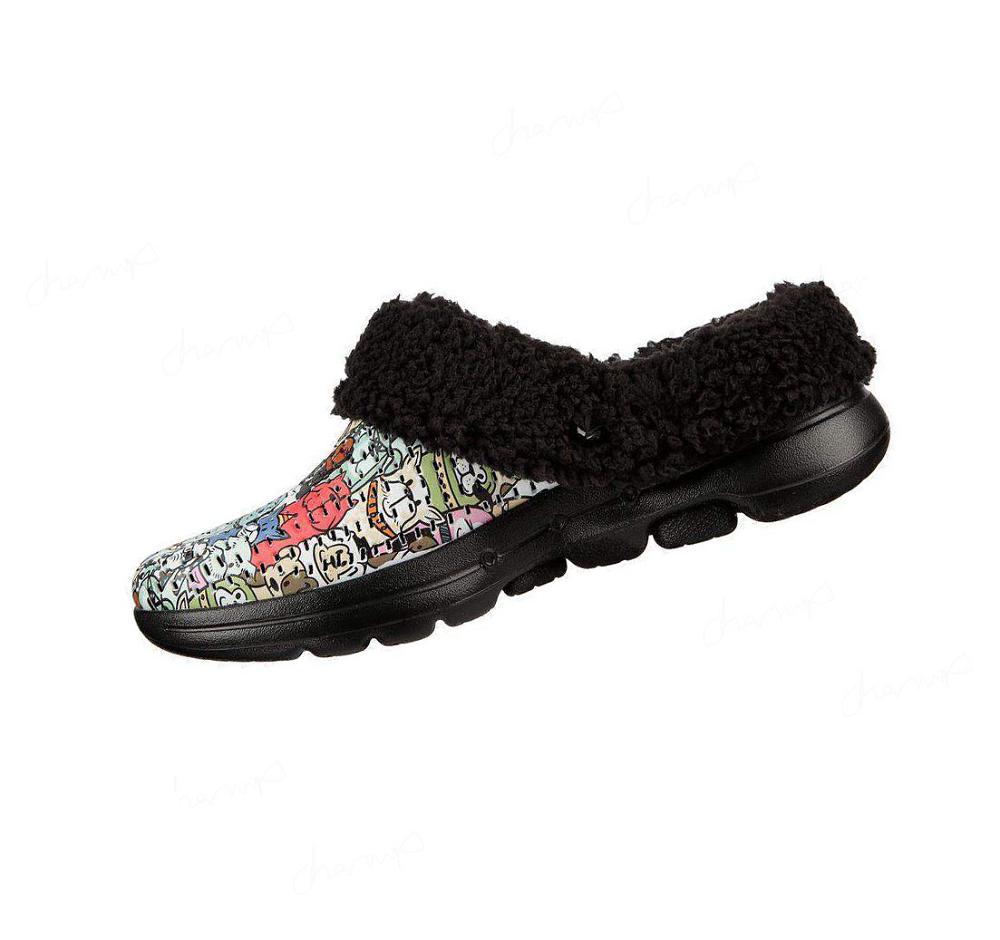 Pantuflas Skechers Foamies: GO WALK 5 - Dogs for Life Mujer Negras Multicolor | 6AA2R_AR