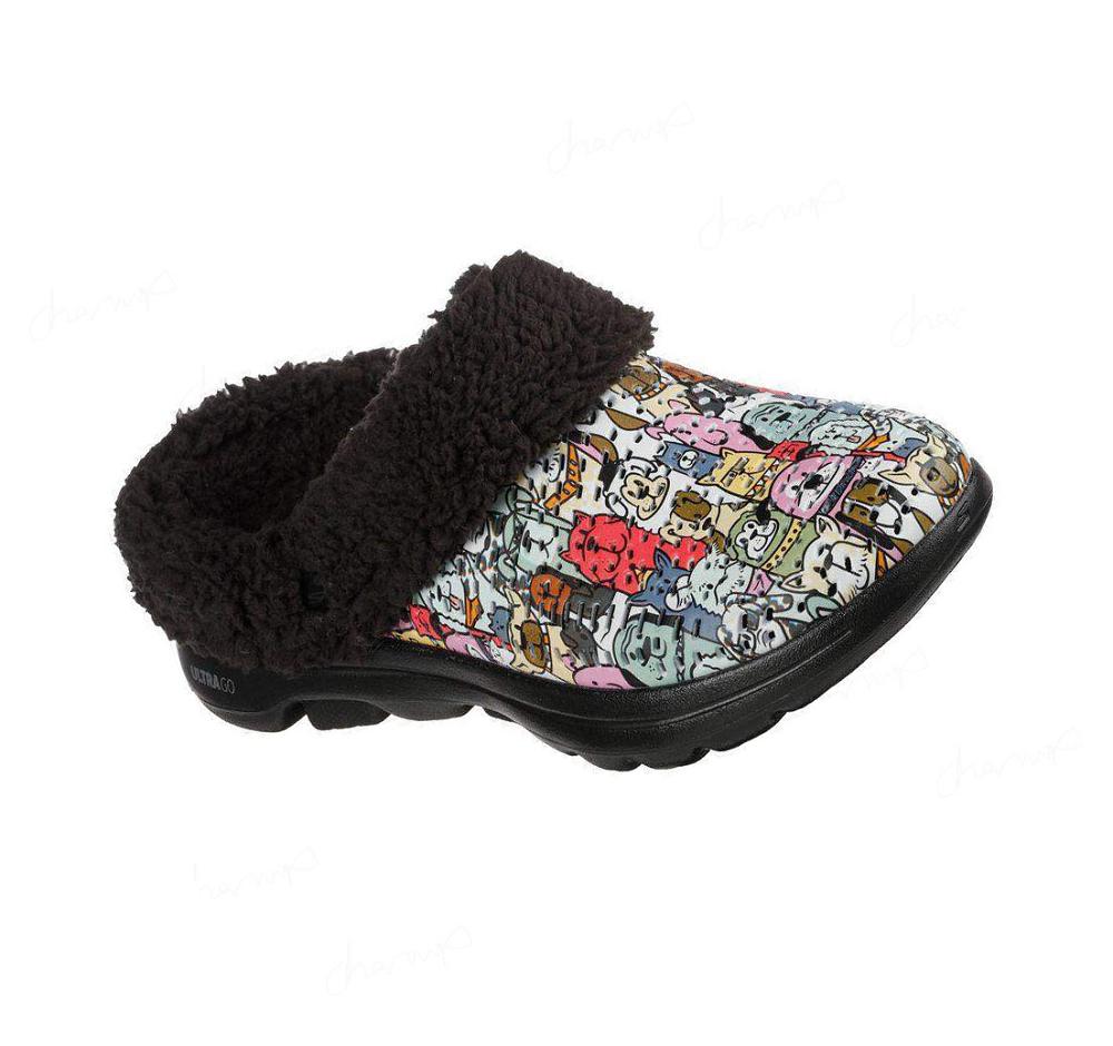 Pantuflas Skechers Foamies: GO WALK 5 - Dogs for Life Mujer Negras Multicolor | 6AA2R_AR