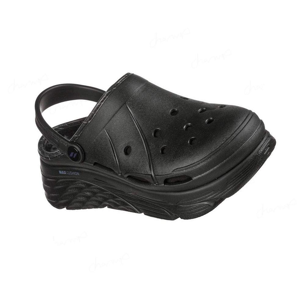 Pantuflas Skechers Foamies: Max Cushioning Forro - Whirlwind Mujer Negras | 6551Q_AR