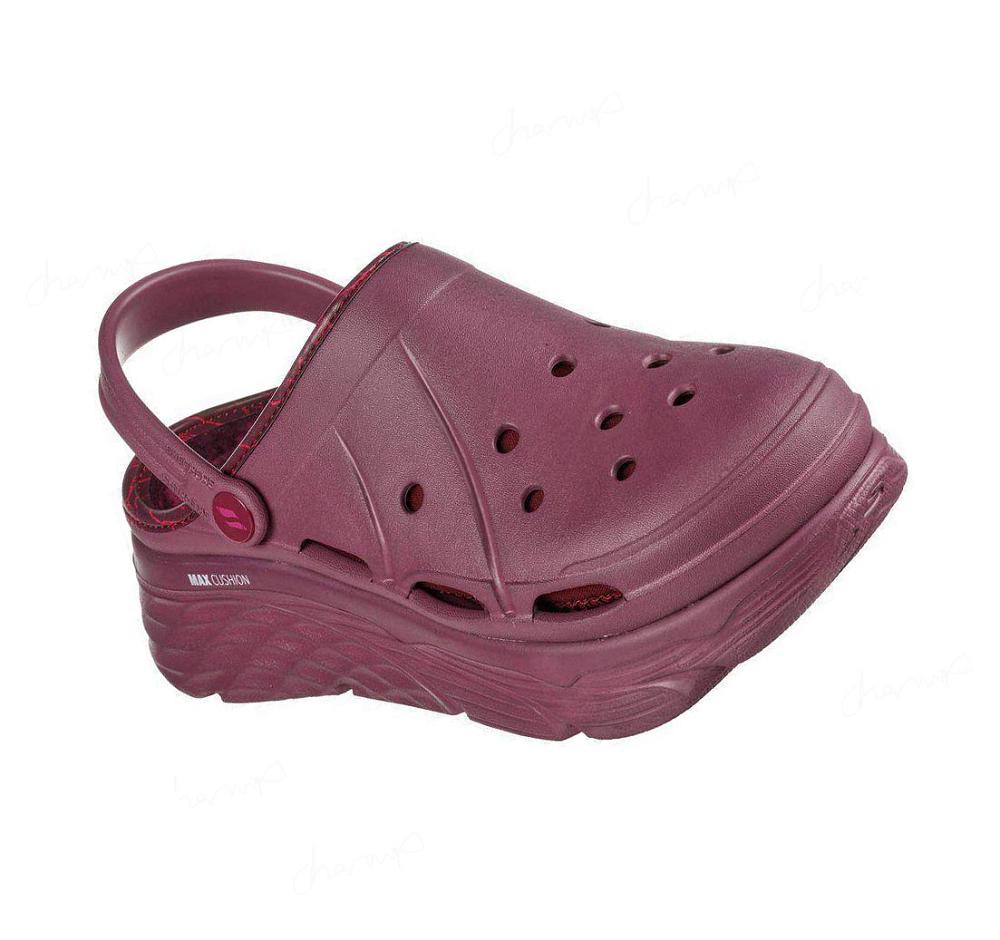 Pantuflas Skechers Foamies: Max Cushioning Forro - Whirlwind Mujer Burdeos | 65530_AR