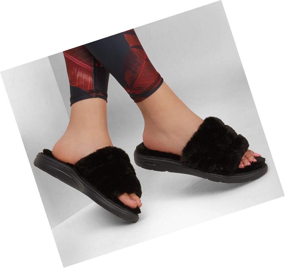 Pantuflas Skechers GO Lounge: Arch Fit Lounge - Unwind Mujer Negras | 5853P_AR