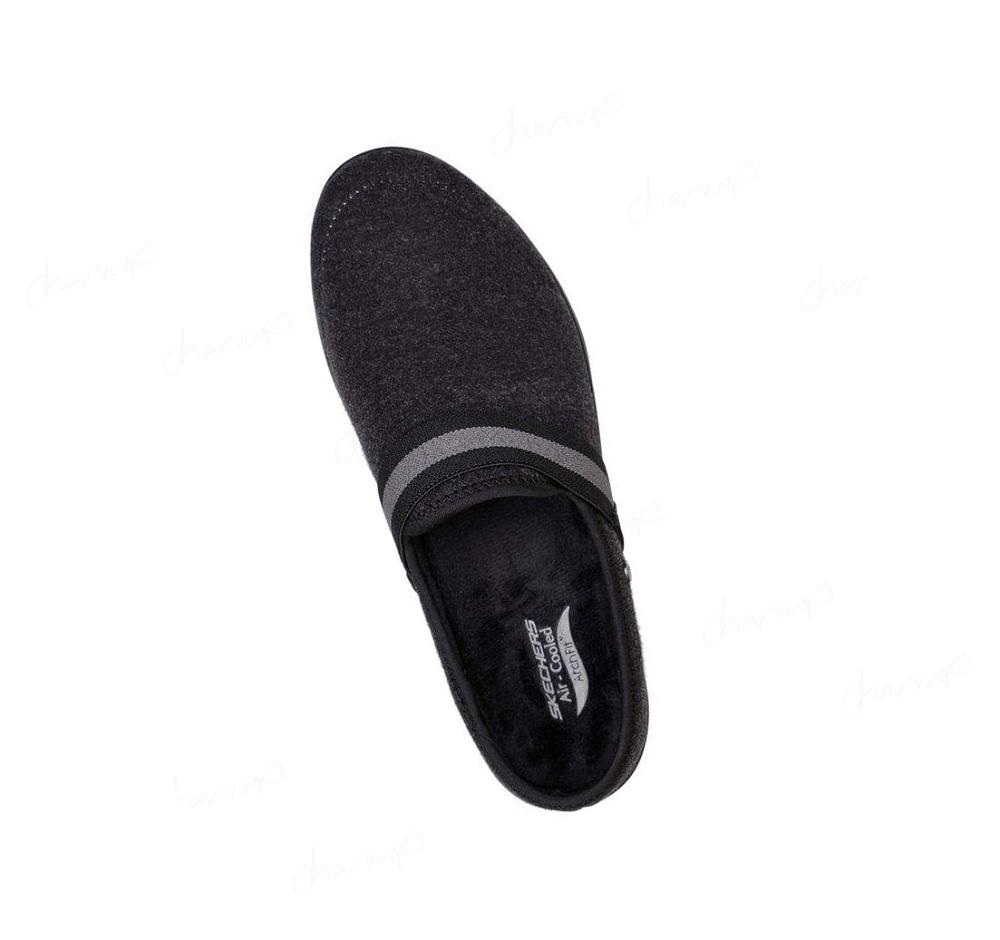 Pantuflas Skechers GO Lounge: Arch Fit Lounge - Comfy Mujer Negras Gris | 59A2L_AR