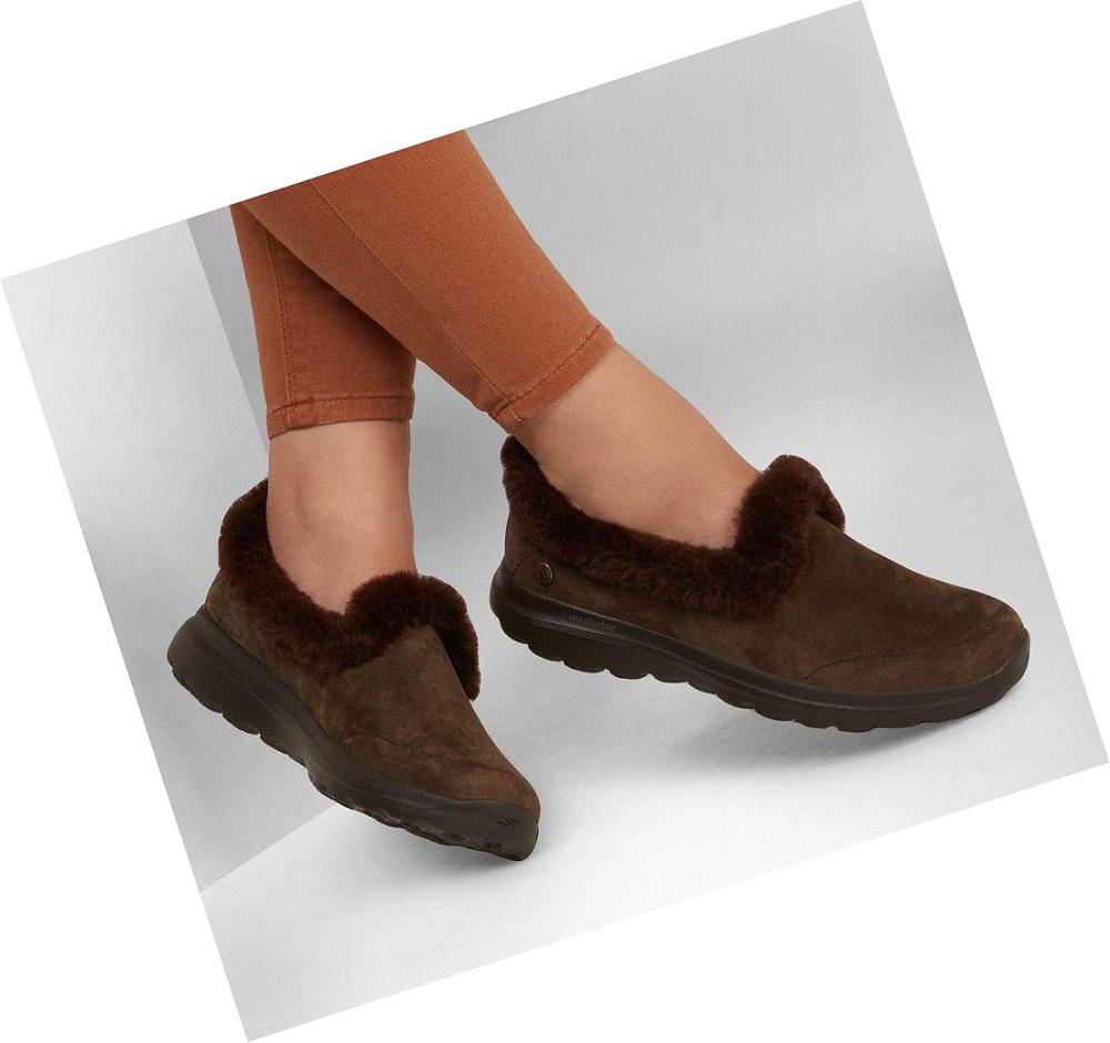 Pantuflas Skechers GO WALK Lounge - Refresh Mujer Chocolate | 6026R_AR