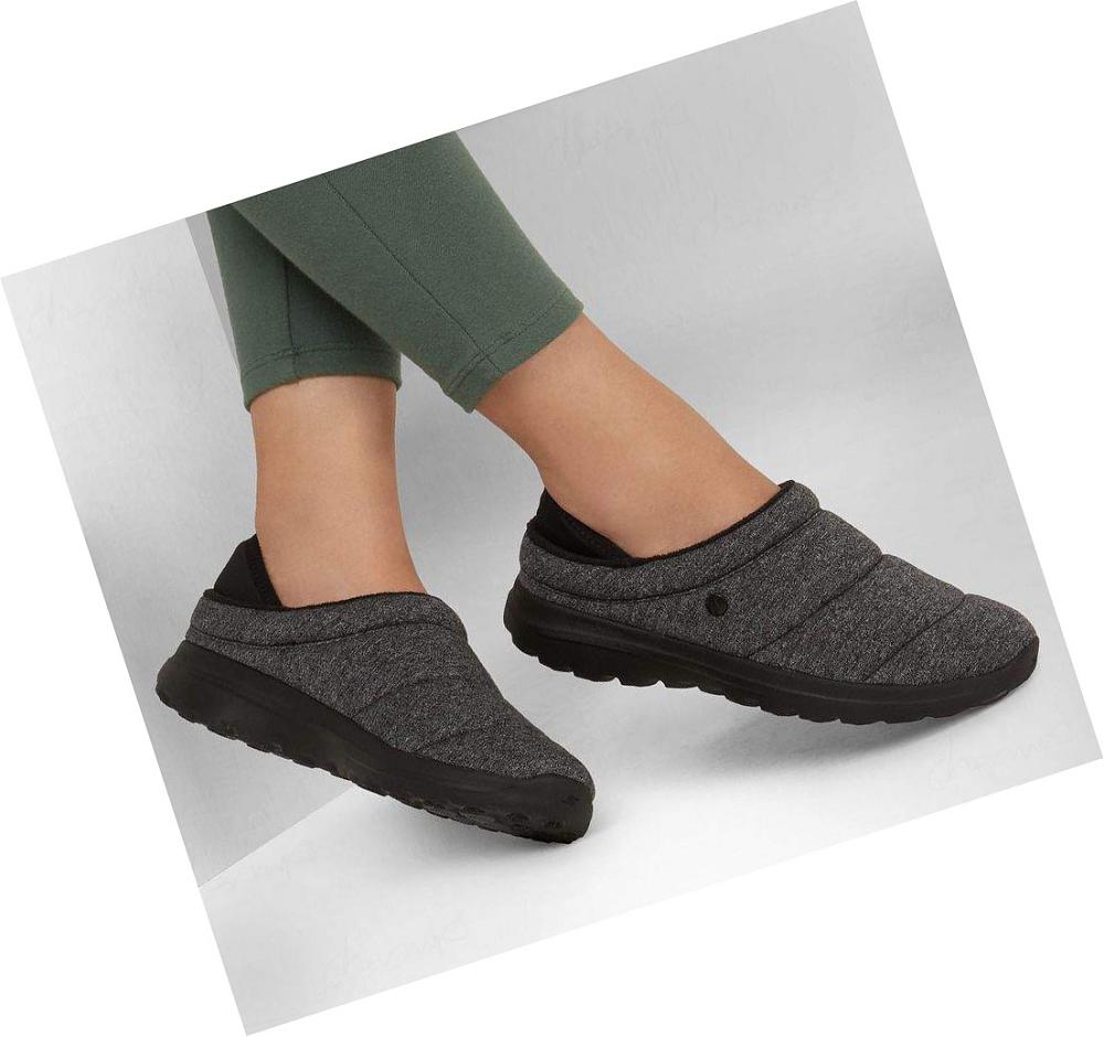 Pantuflas Skechers GOwalk Lounge - At Ease Mujer Negras Gris | 5980A_AR