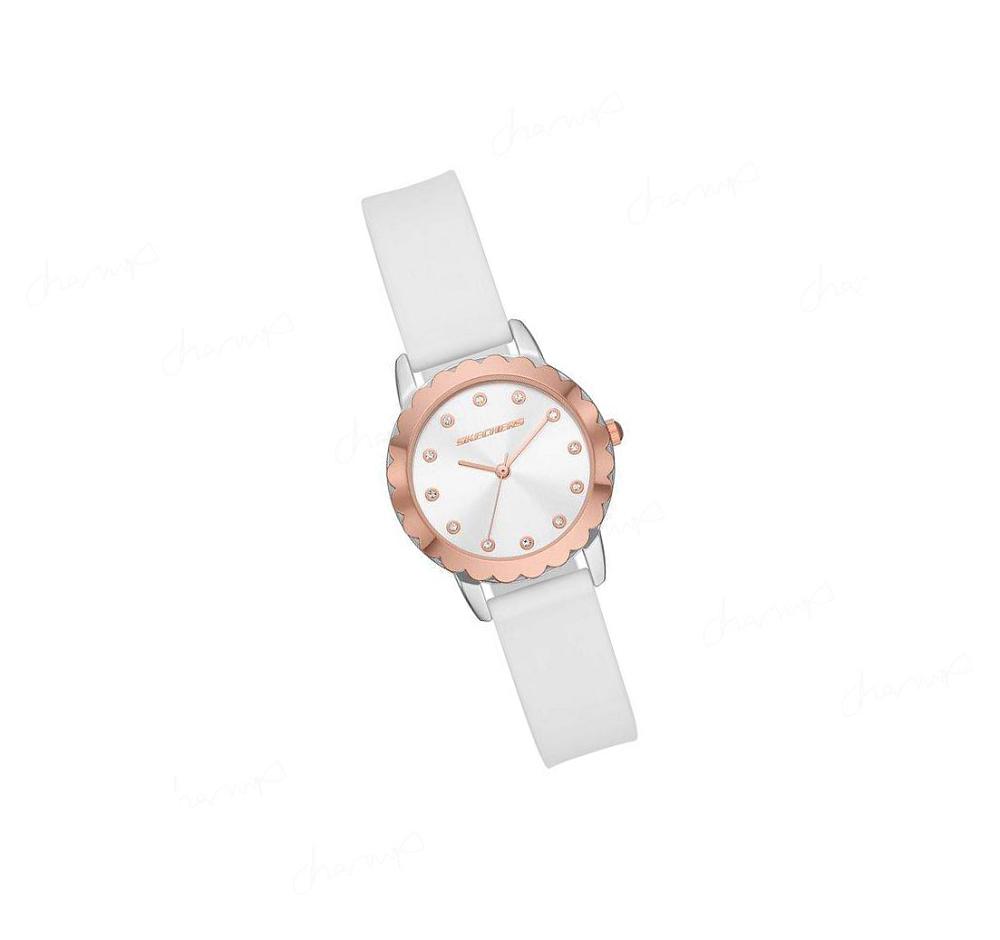 Relojes Skechers Scalloped Bezel Mujer Blancas | 36AAW_AR