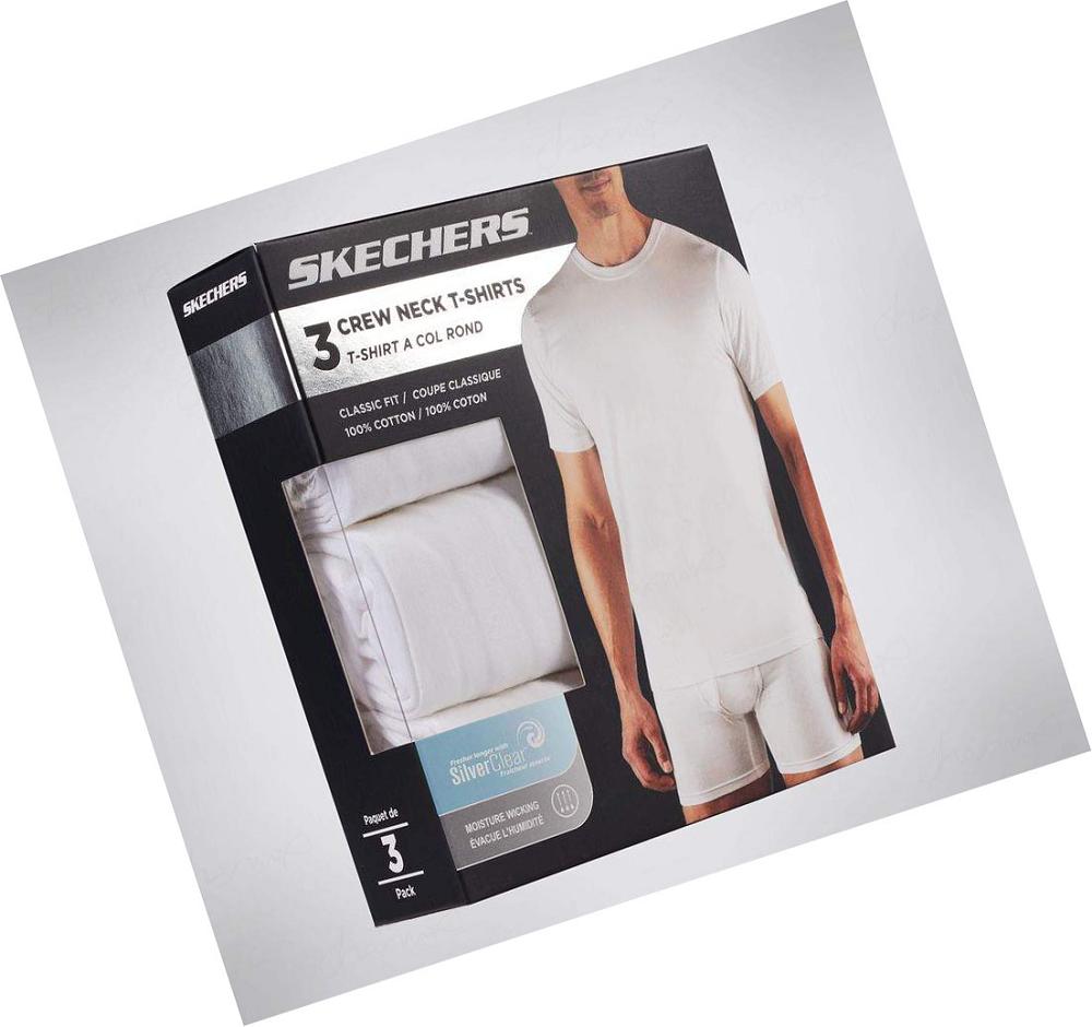 Ropa Interior Skechers Crew Neck Tee - 3 Pack Hombre Blancas | 358TQ_AR