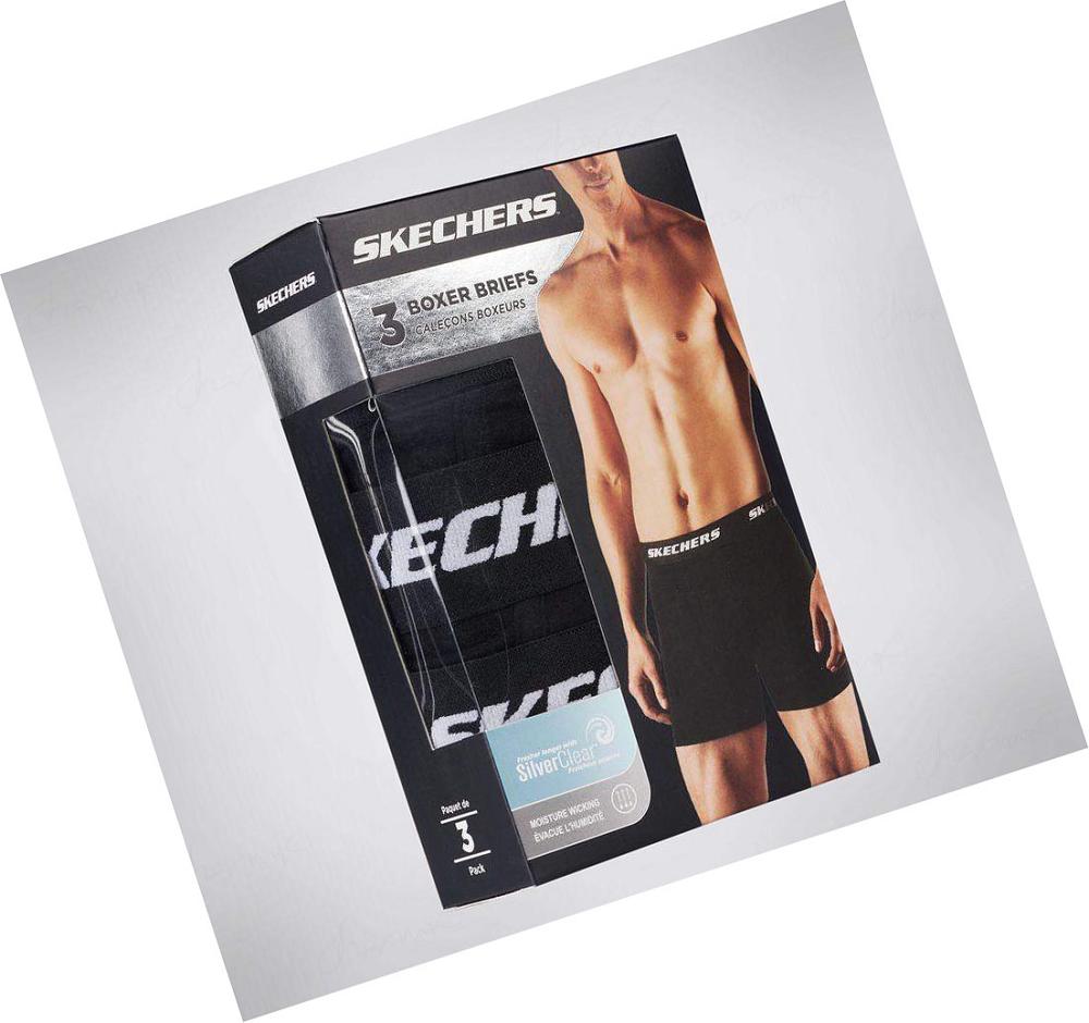 Ropa Interior Skechers Jersey Boxer Briefs - 3 Pack Hombre Negras | 35890_AR