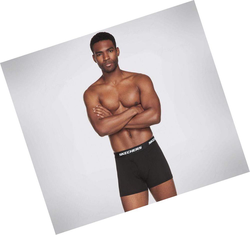 Ropa Interior Skechers Jersey Boxer Briefs - 3 Pack Hombre Negras | 35890_AR