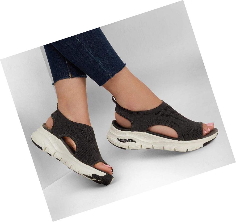 Sandalias Skechers Arch Fit - City Catch Mujer Negras | 5A05D_AR