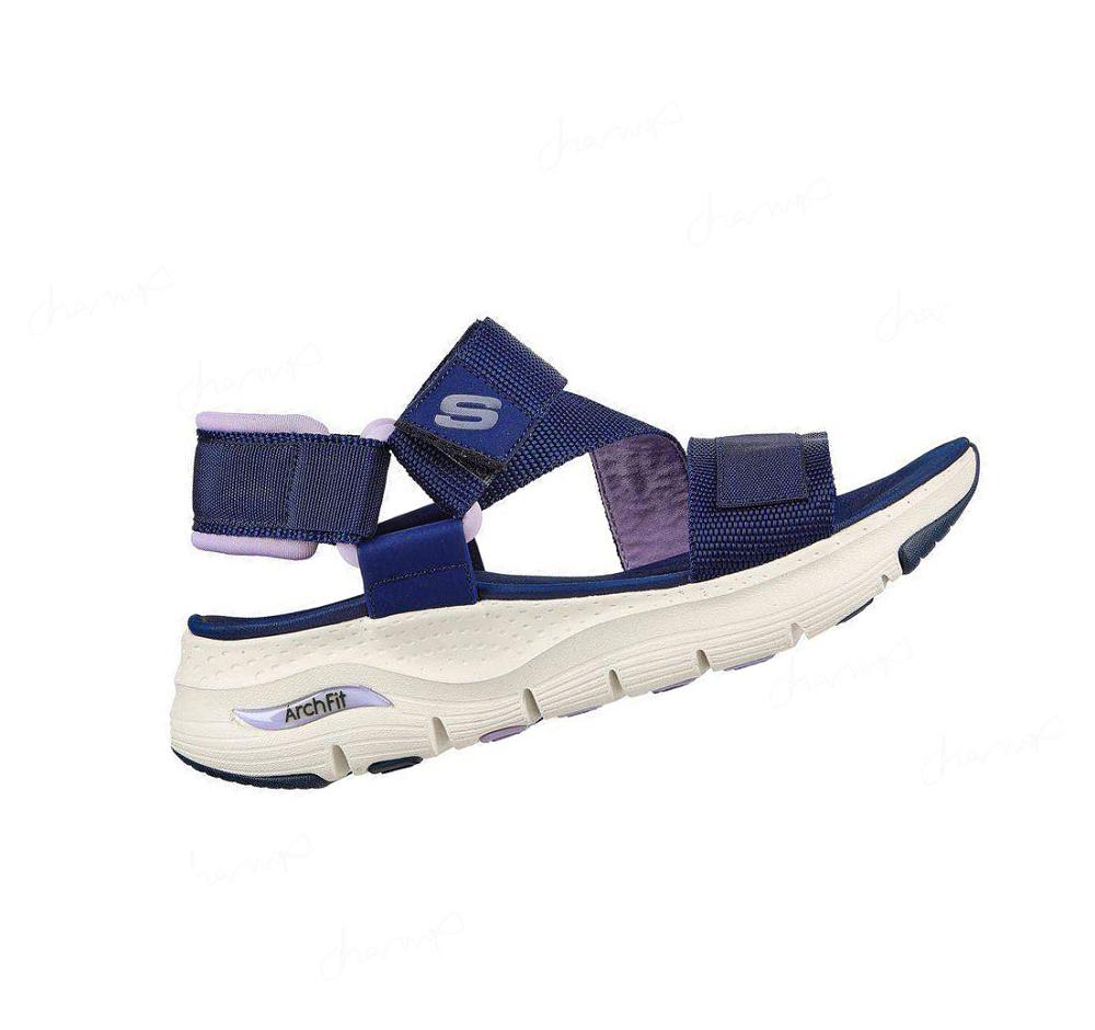 Sandalias Skechers Arch Fit - Pop Retro Mujer Azul Marino Moradas | 5228K_AR