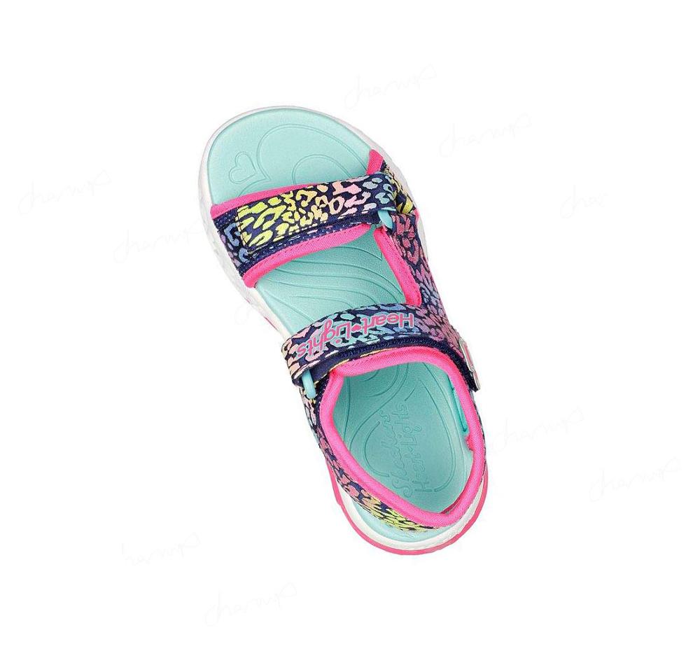 Sandalias Skechers Flutter Heart Niña Azul Marino Multicolor | 5095Q_AR