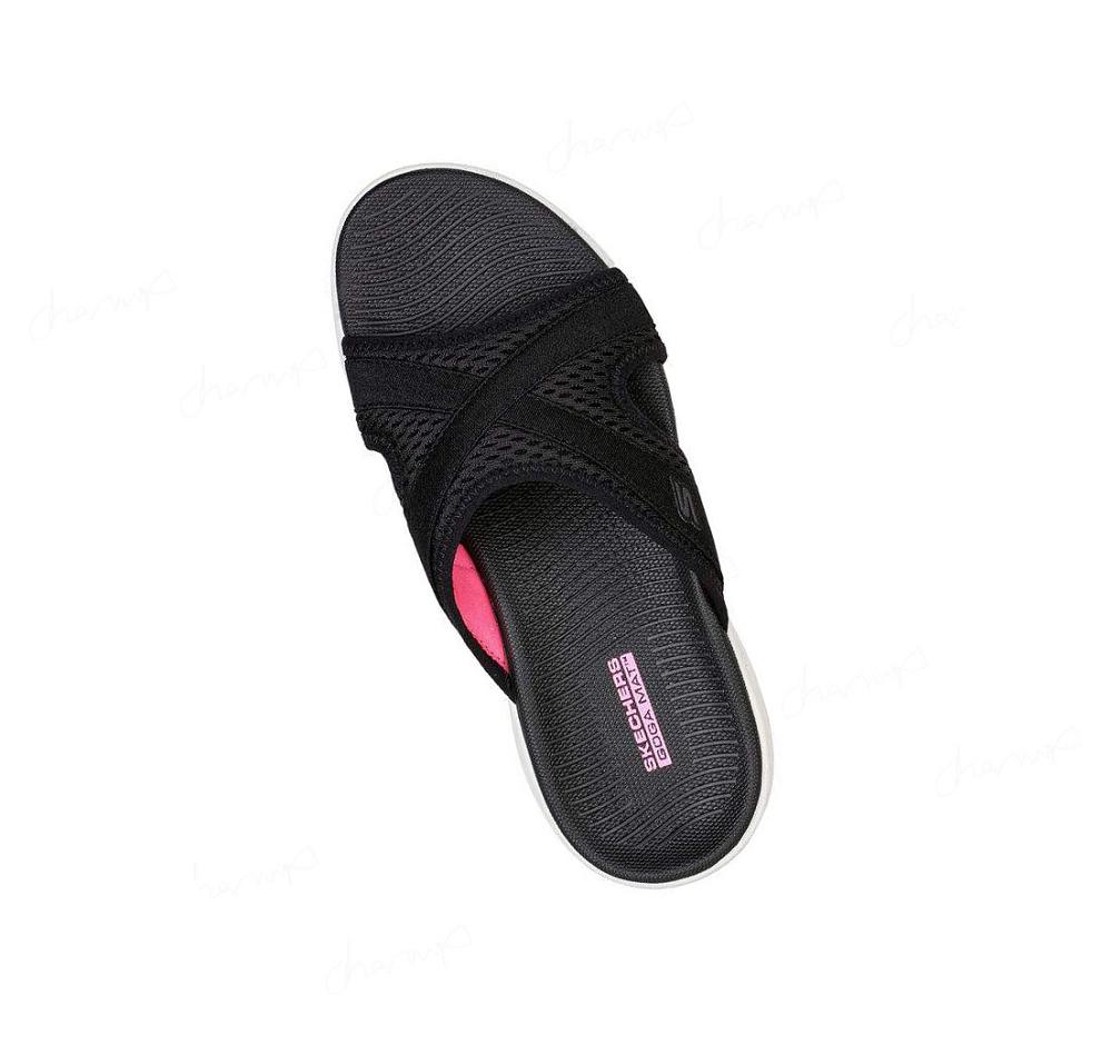 Sandalias Skechers GO WALK 6 - Beach View Mujer Negras Blancas | A803E_AR