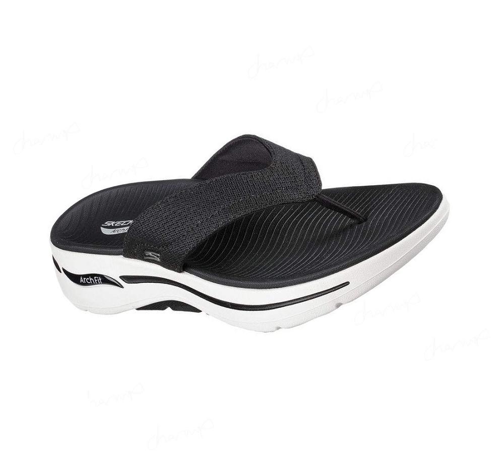 Sandalias Skechers GO WALK Arch Fit - Offshore Hombre Negras Blancas | 6308C_AR