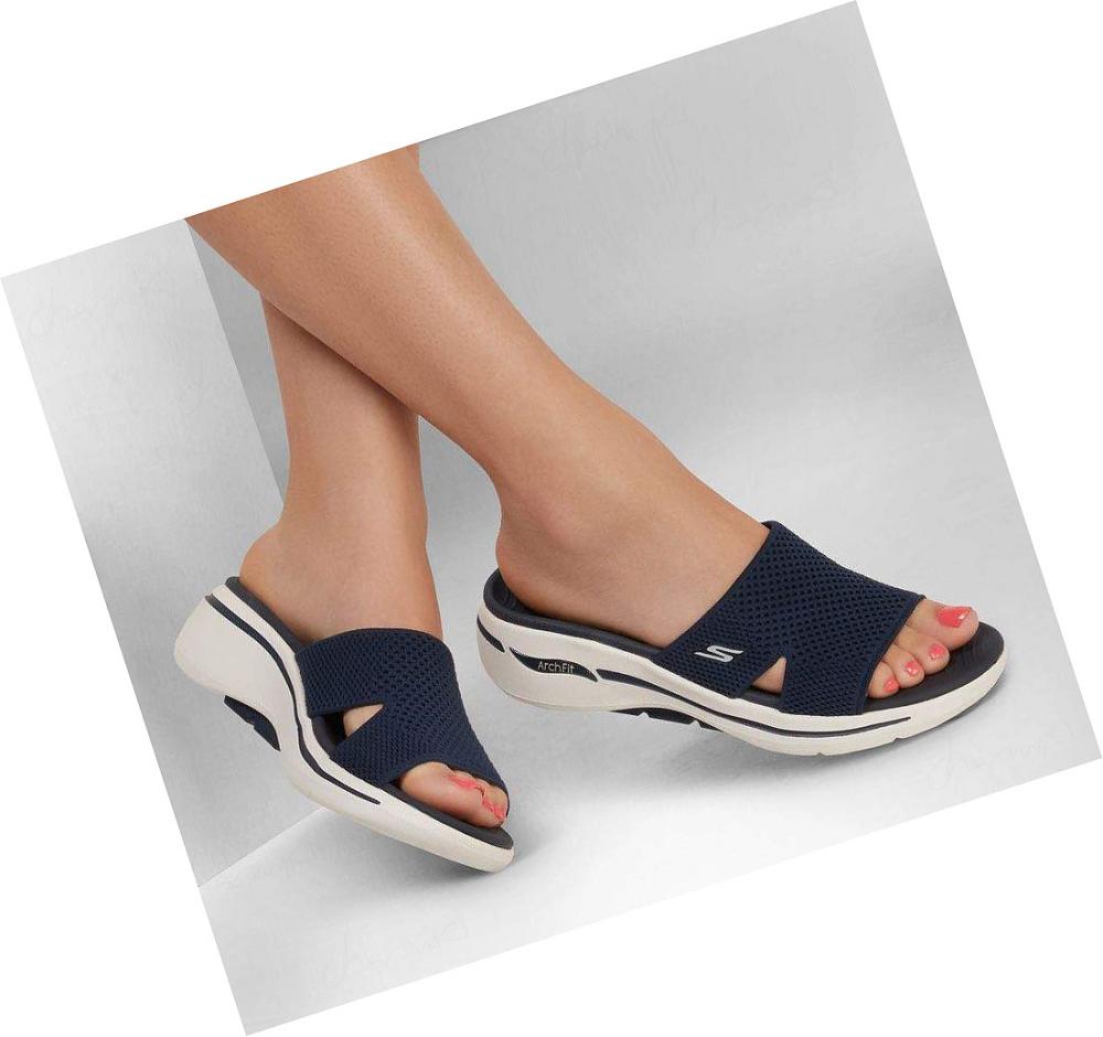 Sandalias Skechers GO WALK Arch Fit - Worthy Mujer Azul Marino | 53T8B_AR