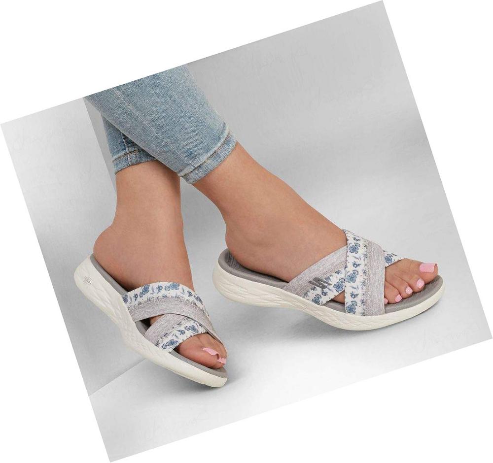 Sandalias Skechers On-the-GO 600 - Blooms Mujer Blancas Gris | AT30A_AR