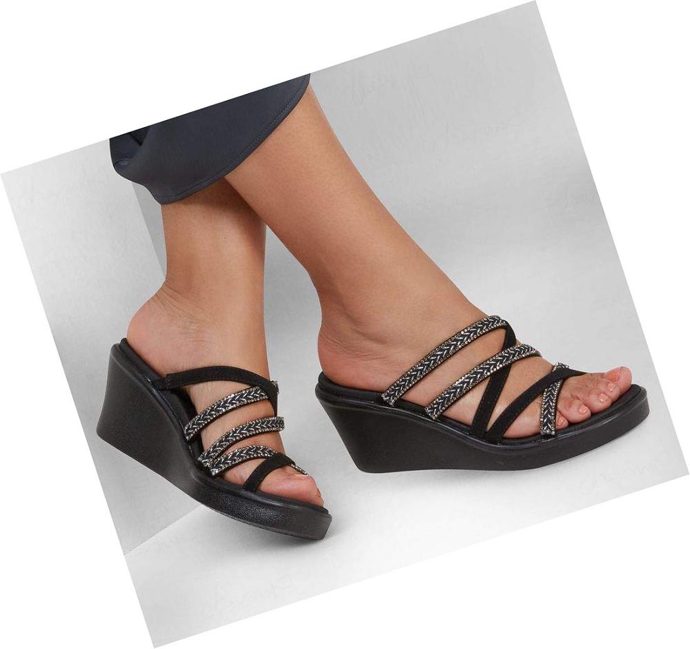 Sandalias Skechers Rumble On - Night Out Mujer Negras | A980L_AR