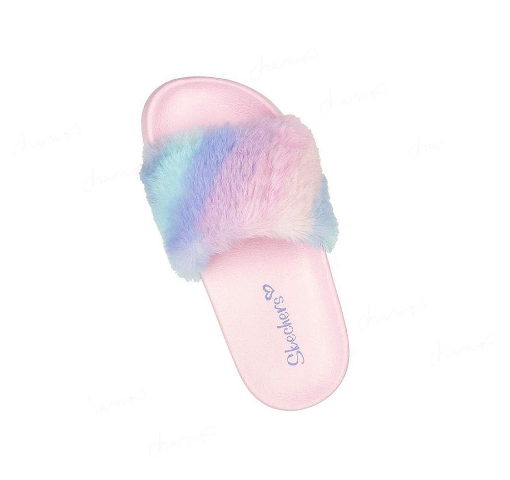 Sandalias Skechers Sunny Slides - Fuzzy Steps Niña Rosas Multicolor | A9A50_AR