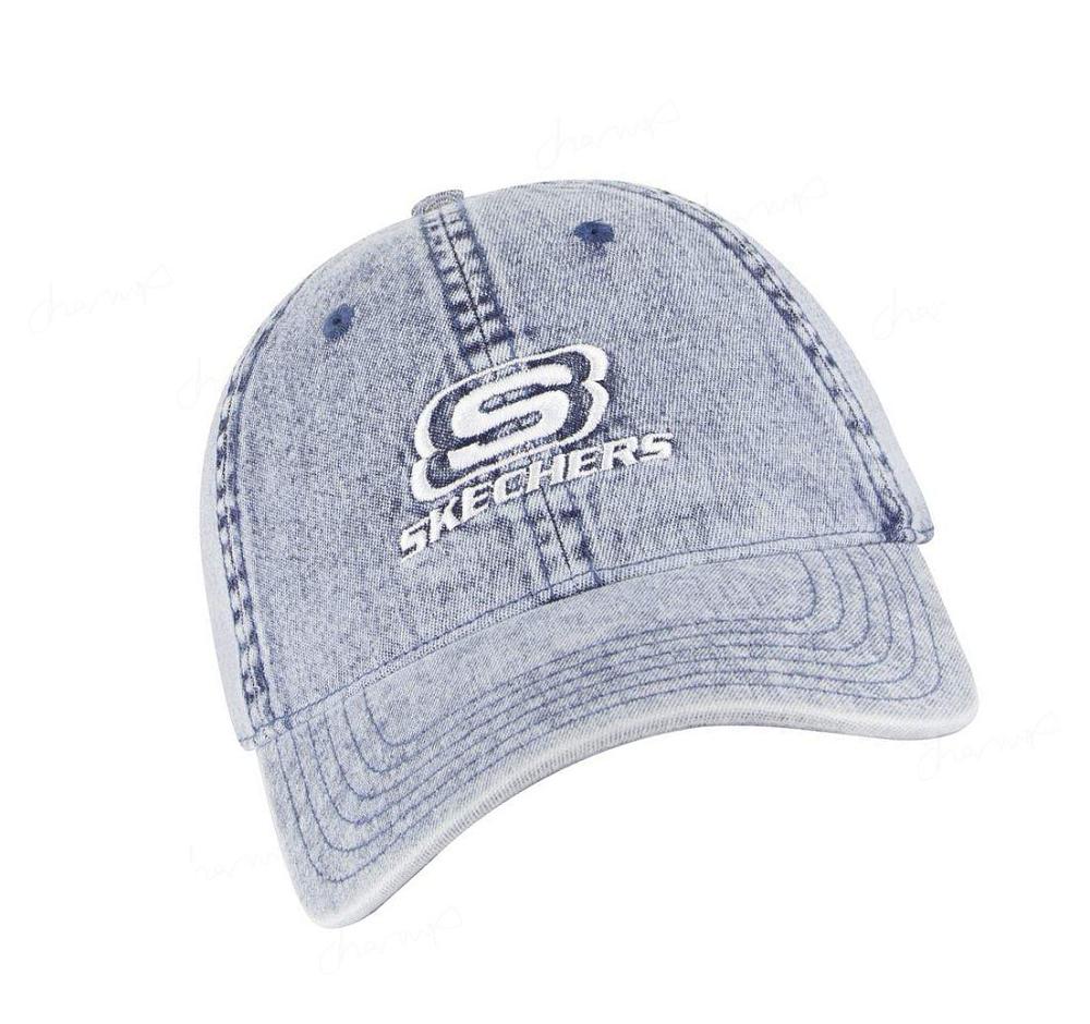 Sombreros Skechers Denim Embroidered Hombre Azules | I3398_AR