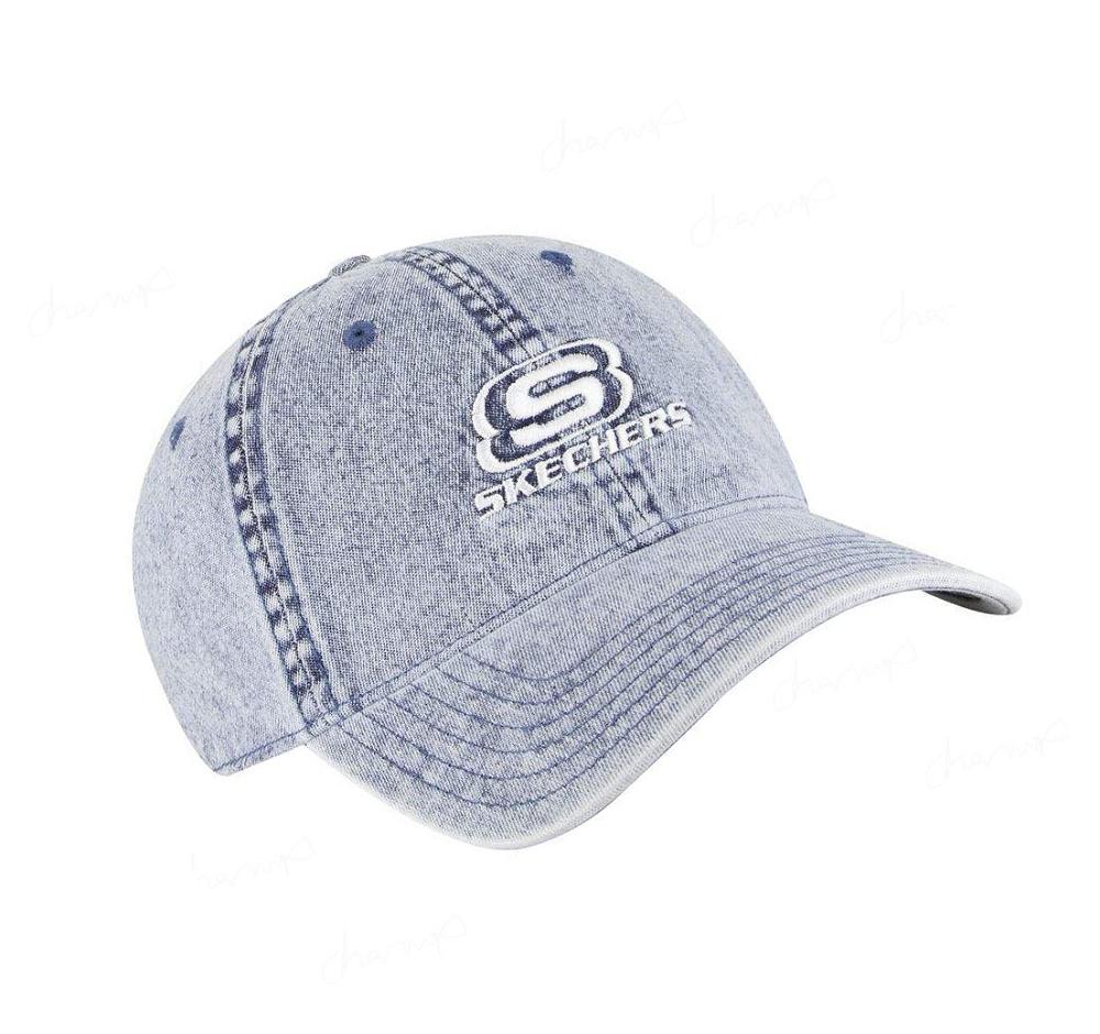 Sombreros Skechers Denim Embroidered Hombre Azules | I3398_AR