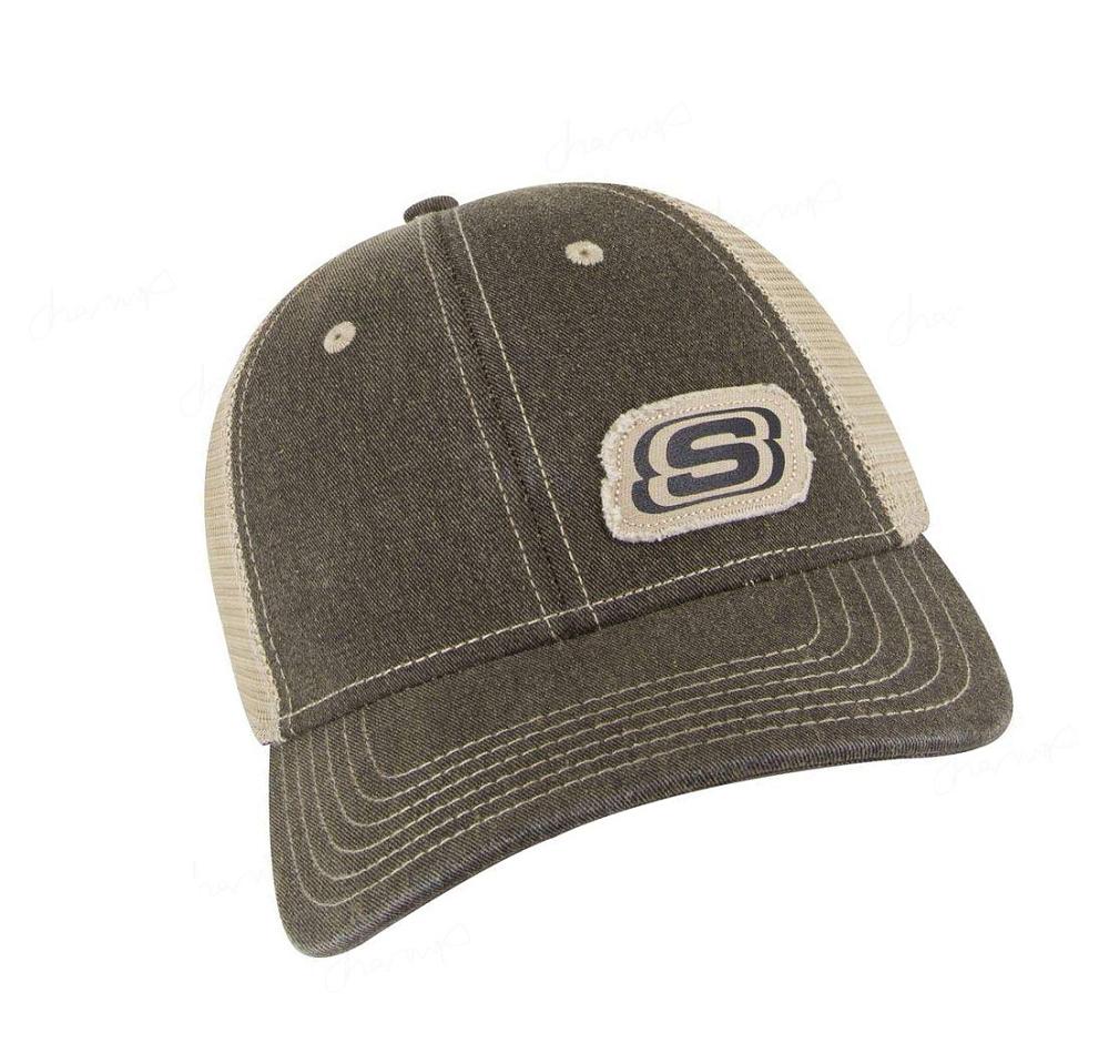 Sombreros Skechers Frayed S Trucker Hombre Marrones | I3893_AR