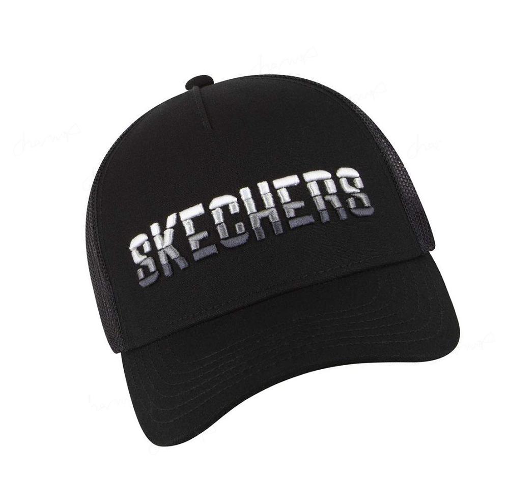 Sombreros Skechers Textured Logo Trucker Hombre Negras | I2T50_AR