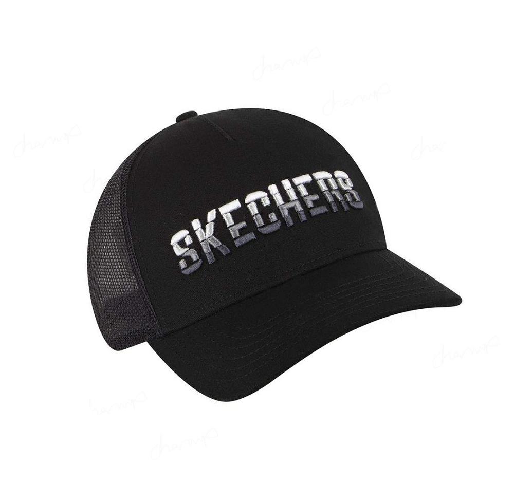 Sombreros Skechers Textured Logo Trucker Hombre Negras | I2T50_AR