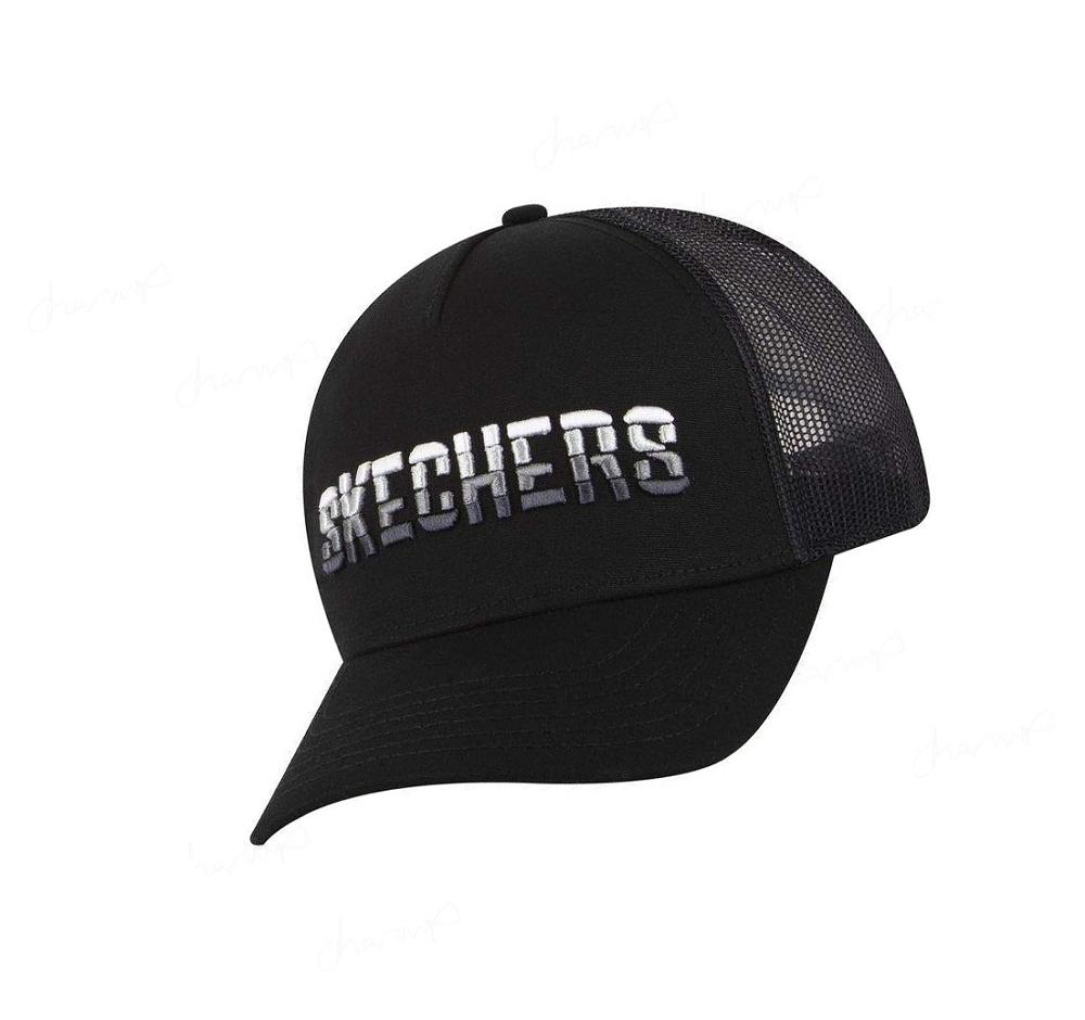 Sombreros Skechers Textured Logo Trucker Niño Negras | T251D_AR